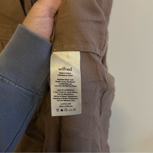 Wilfred Aritzia Adelia Linen Dress Midi Knot Tie Button Nutmeg Tan Brown Size 4 - Picture 8 of 12